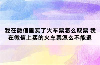 我在微信里买了火车票怎么取票 我在微信上买的火车票怎么不能退